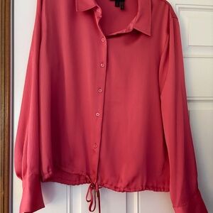 Donna Karan Coral Long Sleeve Button Down Blouse